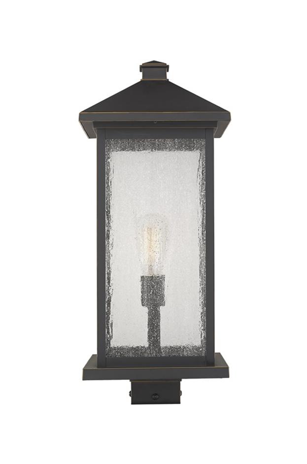 Portland 1 Light Outdoor Post Mount Fixture in Oil Rubbed Bronze Finish by Z-Lite