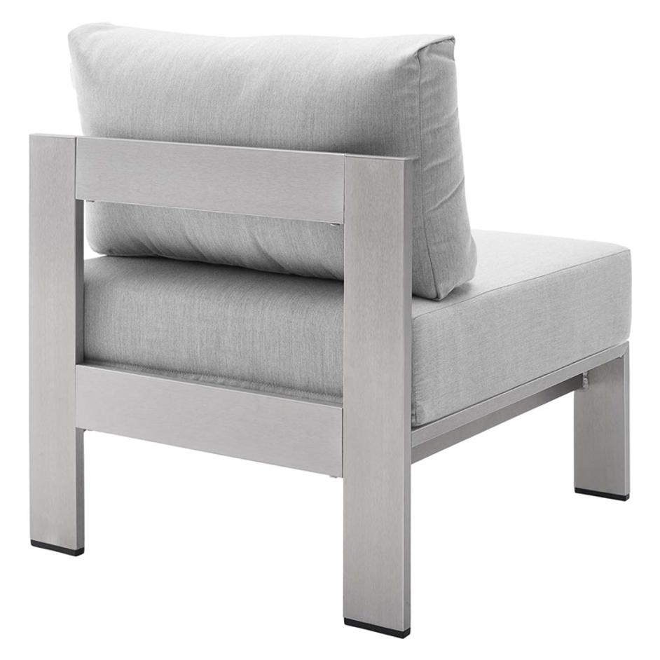 Nantucket Sunbrella® Fabric Aluminum Outdoor Patio Armless Chair In Silver Gray by Modway Furniture
