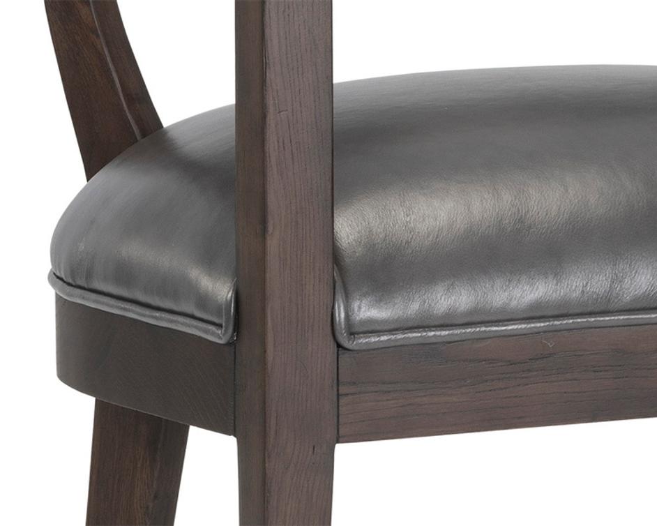 BRYLEA DINING ARMCHAIR - BROWN - BRENTWOOD CHARCOAL LEATHER by Sunpan