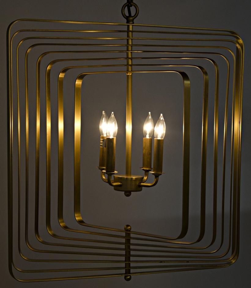 Dimaclema Chandelier, Small, Metal with Brass Finish by Noir Furniture