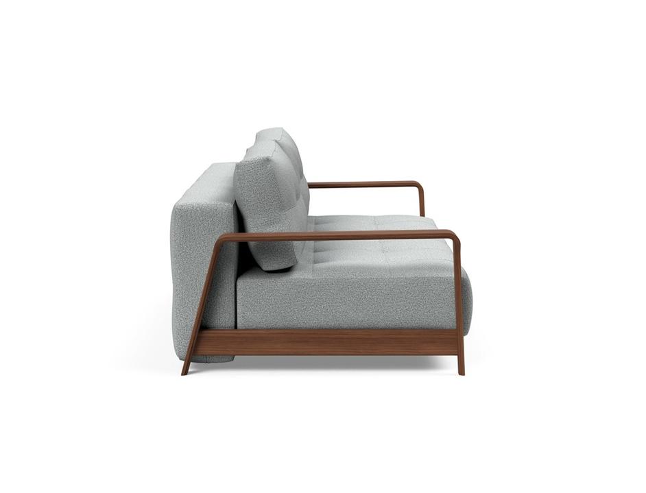 RAN D.E.L. SOFA BED in MELANGE LIGHT GREY FABRIC WITH Dark wood LEGS 538 by INNOVATION USA