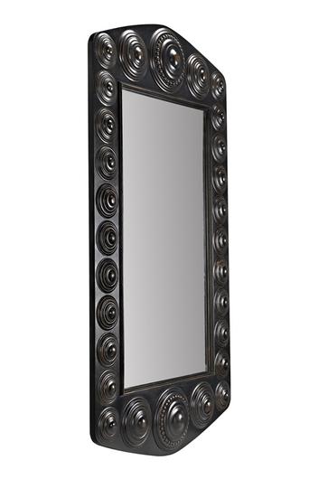 Nanna Mirror, Hand Rubbed Black with Light Brown Trim by Noir Furniture