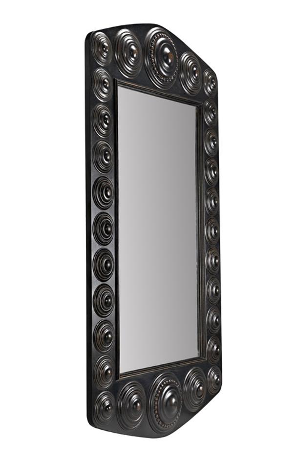Nanna Mirror, Hand Rubbed Black with Light Brown Trim by Noir Furniture
