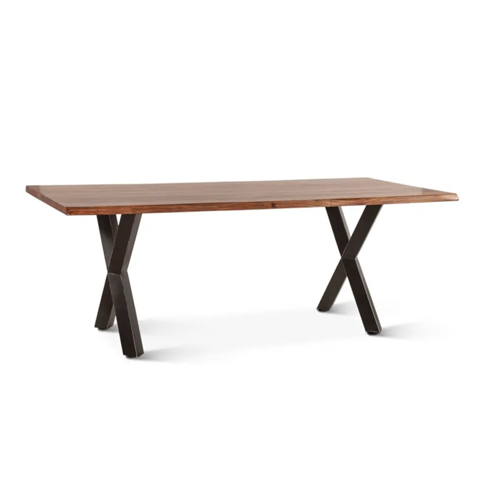 Brisbane 80" Sheesham Wood and Iron Dining Table, Natural by Home Trends & Design