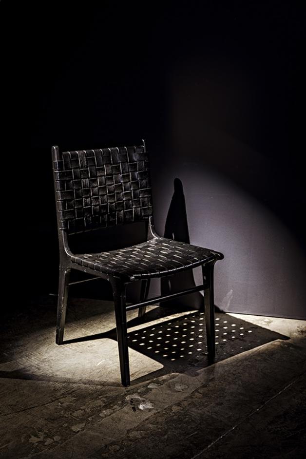 Dede Dining Chair, Leather, Black by Noir Furniture