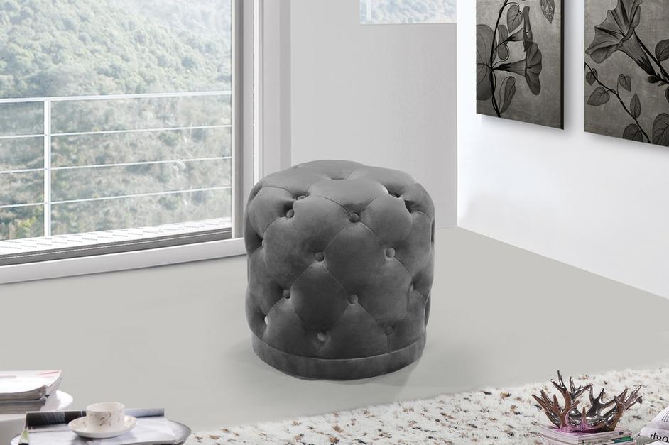 Joshua Ottoman/Stool In Grey Velvet by Meridian Furniture