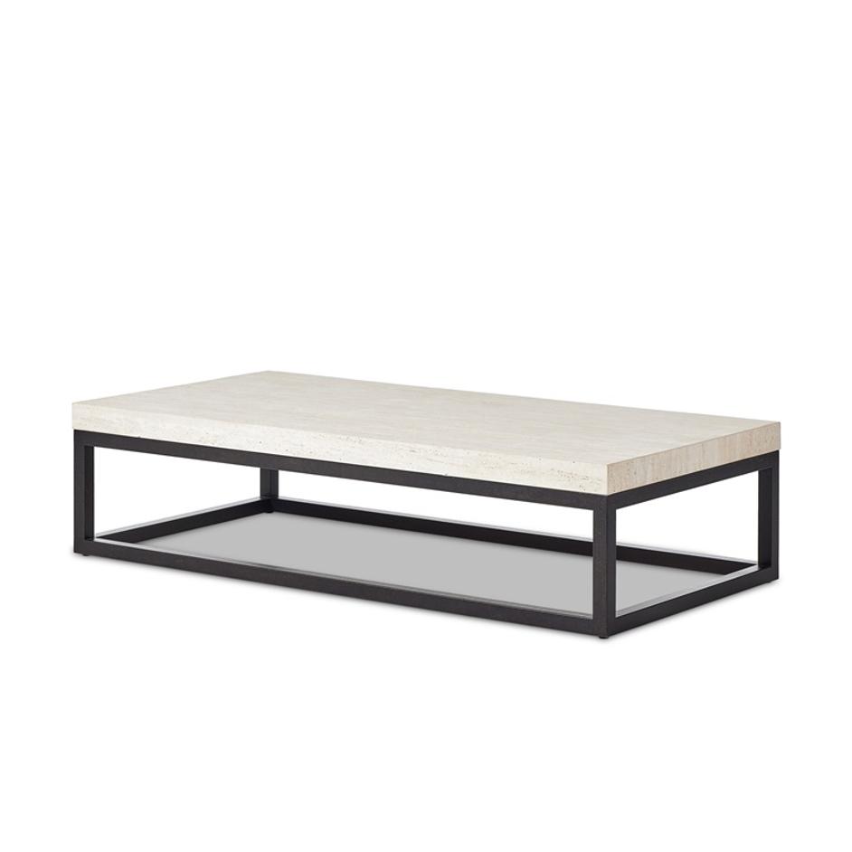 The 67' Rectangular Coffee Table in Travertine by FOUR HANDS