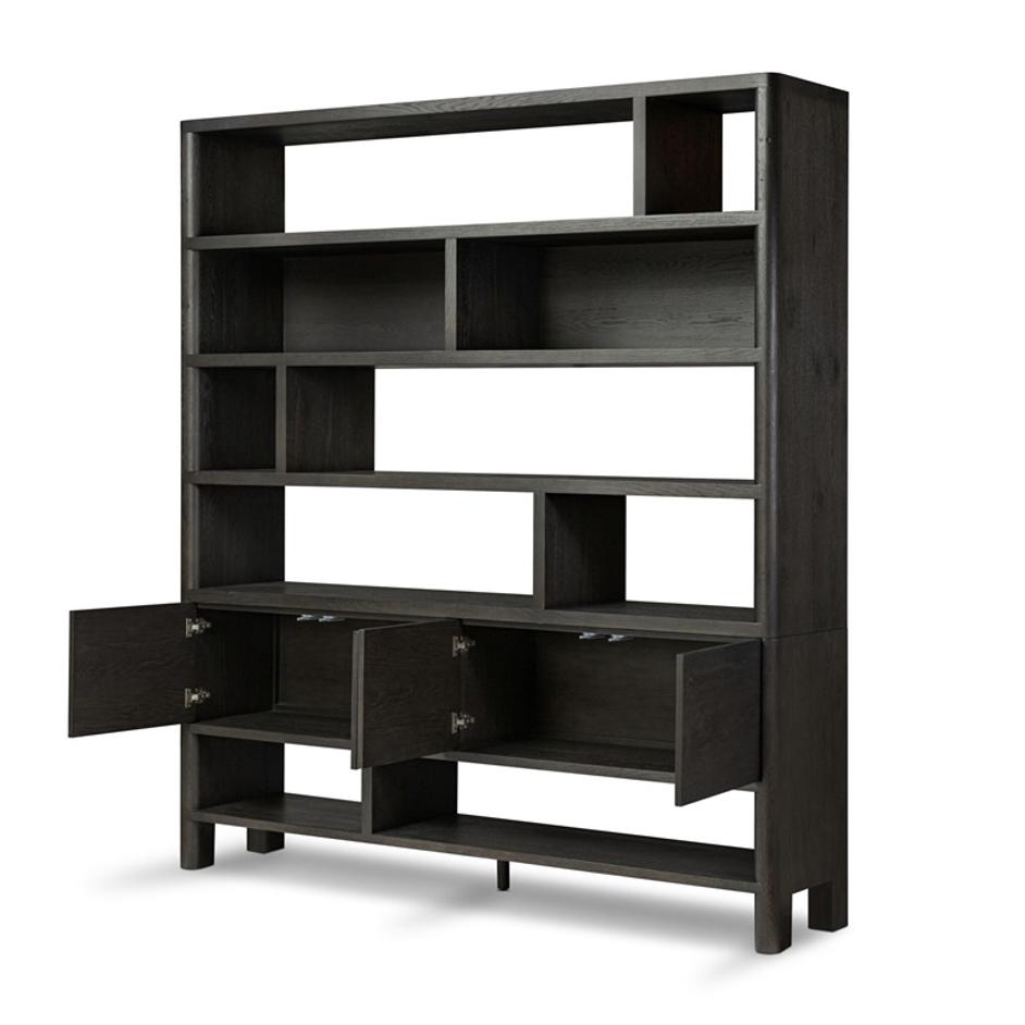 Noeline Wide Bookcase - Smoked Black Oak by Four Hands
