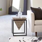 Modern abstract-designed mirrors with wooden accents placed in a contemporary living room with minimalist decor.aaaaaaaa