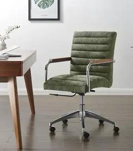 green fabric office chair at home office desk