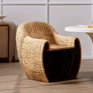 rattan arm chair in dining room