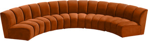 Lynda 5pc. Modular Sectional In Cognac Velvet