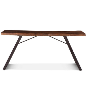 London Loft 68-Inch Acacia Wood Live Edge Console Table in Walnut Finish