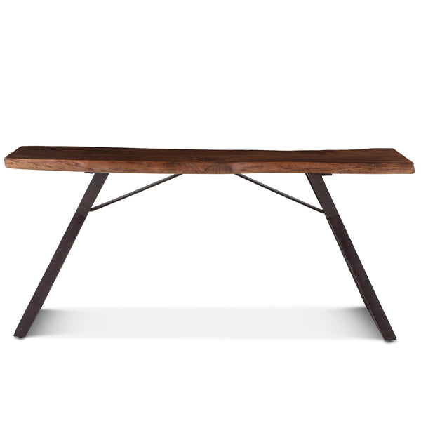 London Loft 68-Inch Acacia Wood Live Edge Console Table in Walnut Finish