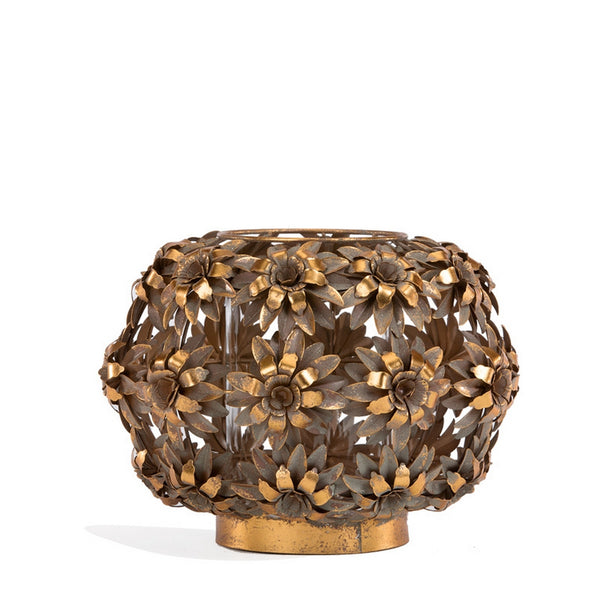 Rococo Vase/ Lantern, Gold 9"H