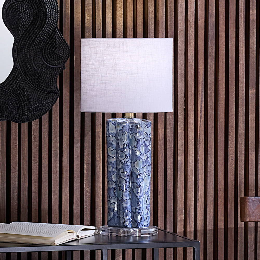 Flurry Ceramic Small Table Lamp with Linen Shade 