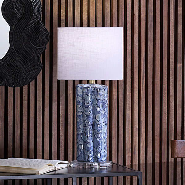 Flurry Ceramic Small Table Lamp with Linen Shade 