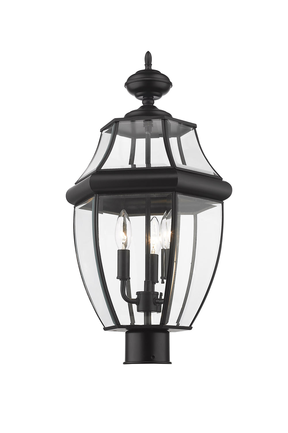 Westover 3 Light Outdoor Post Mount Fixture in Black Finish