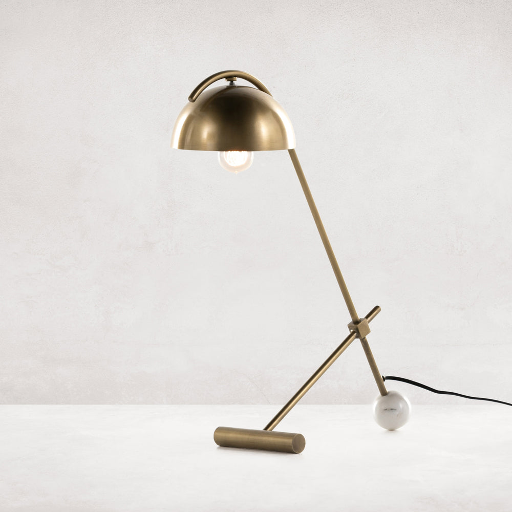 Becker Table Lamp In Charcoal & White Mrbl