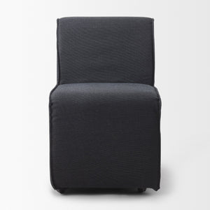 Damon Fully Upholstered Grey Fabric Dining Chair on Casters