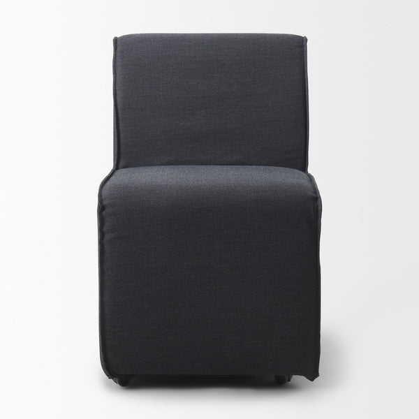 Damon Fully Upholstered Grey Fabric Dining Chair on Casters