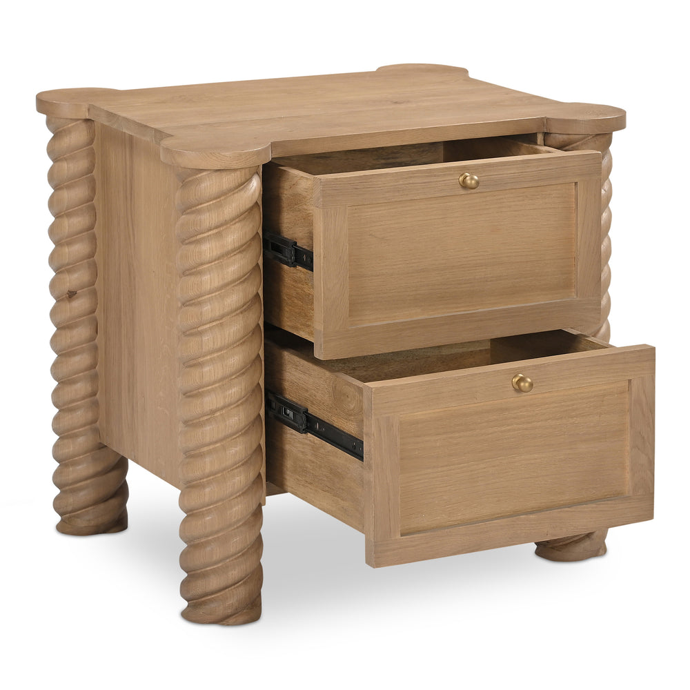 Treccia 2 Drawer Nightstand in Oak