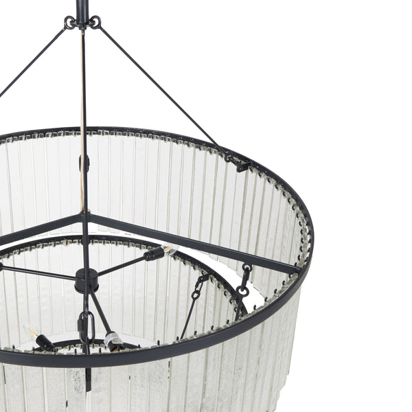 Meredith Large Chandelier in Clear Textured Glass
