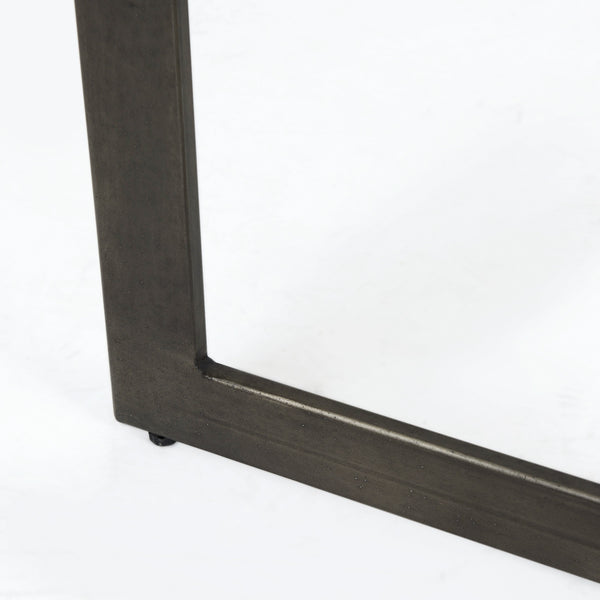 Faye 50L x 15W x 30H Medium Brown Wood W/Antique Nickel Metal Base Console Table