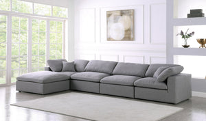 Carmen Cloud Modular Sectional In Grey Linen Fabric