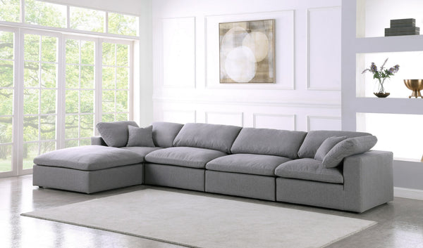 Carmen Cloud Modular Sectional In Grey Linen Fabric