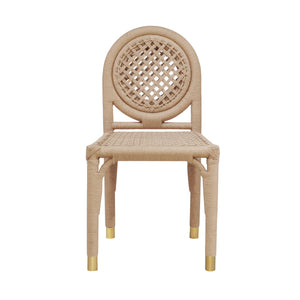 ROUND BACK RATTAN WRAPPED DINING CHAIR