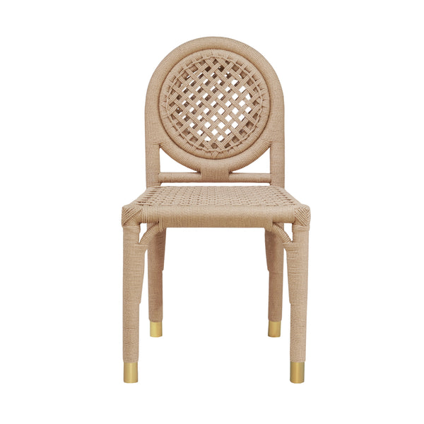 ROUND BACK RATTAN WRAPPED DINING CHAIR