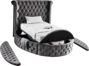 Lorena Twin Bed In Grey Velvet