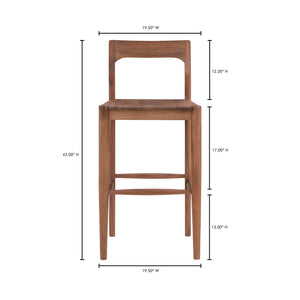 Moe's Owing Barstool Walnut Brown Mid-Century
