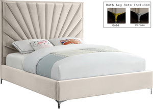 Wilfred Queen Bed In Cream Velvet