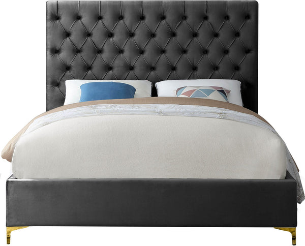 Robin Full Bed In Grey Velvet