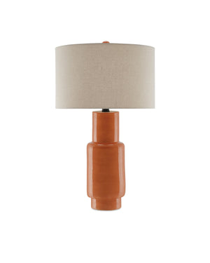 Janeen Orange Table Lamp In Orange & Satin Black