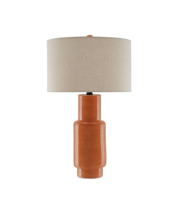 Janeen Orange Table Lamp In Orange & Satin Black