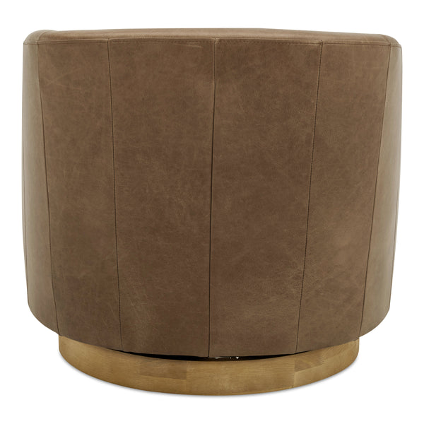Moe's Oscy Leather Swivel Chair in Tan