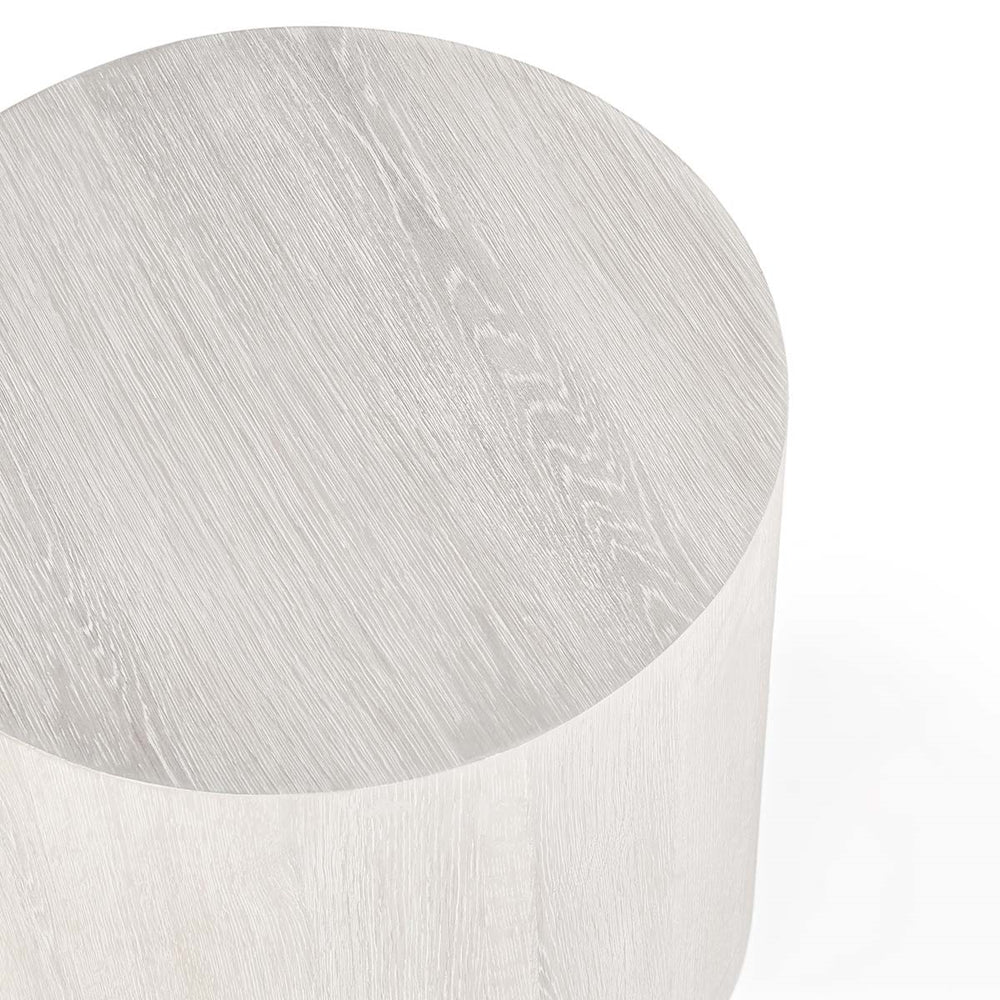 Layne Solid Wood Round End Table - Milk White