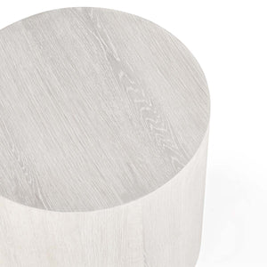 Layne Solid Wood Round End Table - Milk White