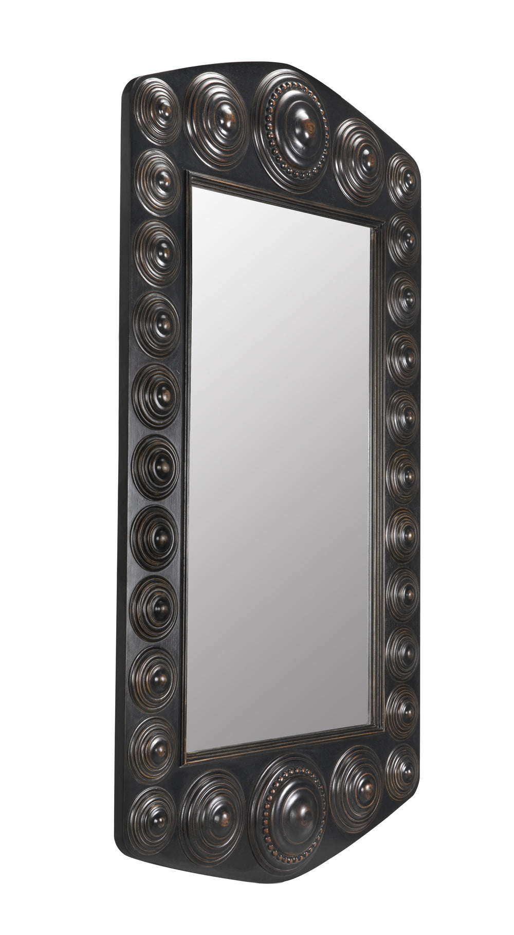 Nanna Mirror, Hand Rubbed Black with Light Brown Trim
