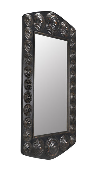 Nanna Mirror, Hand Rubbed Black with Light Brown Trim