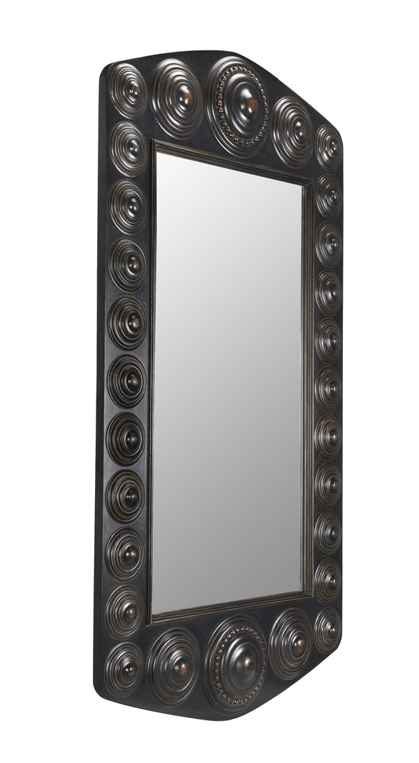 Nanna Mirror, Hand Rubbed Black with Light Brown Trim