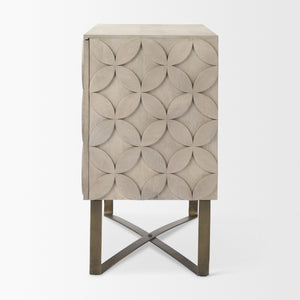 Excelsior 36.0L x 18.0W x 32.5H Light Brown Wood Gold Iron Base Accent Cabinet