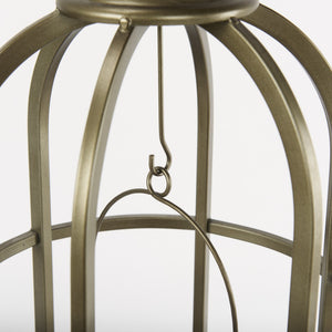 Gerson I Large Cage-Style Gold Metal Candle Holder Lantern