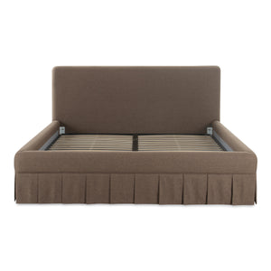 Moe's Maren Queen Bed with Pleated Base in Brown