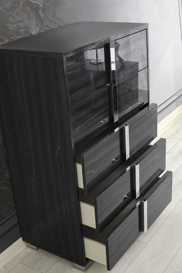 Giulia Night Stand Left Facing in Glossy Gray