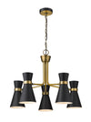 Soriano 5 Light Chandelier in Matte Black + Heritage Brass Finish