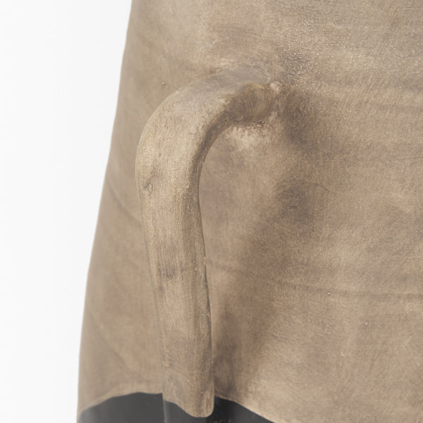 Tully Textured Matte Brown w/ Matte Black Ceramic Floor Vase